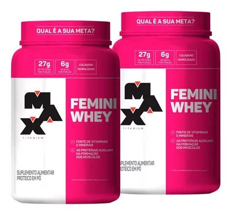 Kit 2x Femini Whey Max Titanium 900g Total 1 8kg Frete grátis