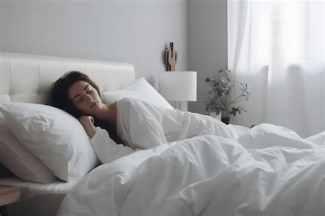 Premium Ai Image A Woman Sleeps In A Bed With A White Sheet That Says