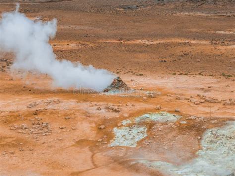 Geothermal Area In Haukadular Valley Iceland With Steaming Hot