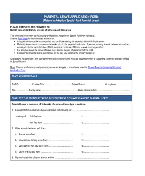 Free 8 Sample Leave Application Forms In Pdf Ms Word Excel