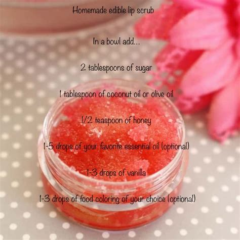 Homemade Edible Lip Scrub Lip Scrub Diy Diy Body Scrub Recipes Diy Lips