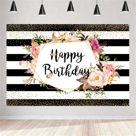 Buy Aperturee X Ft Black And White Stripes Happy Birthday Backdrop