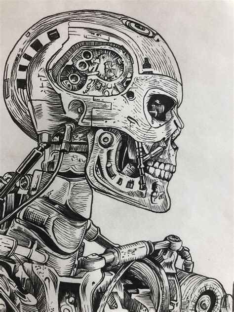 Terminator Illustration Cool Skull Drawings Skull Artwork Art