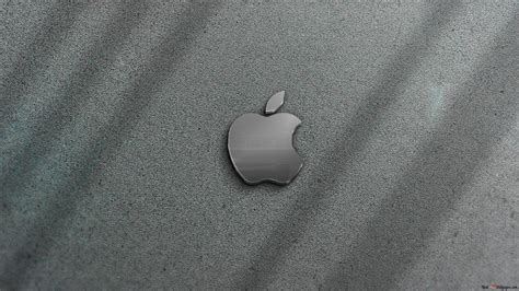 Apple logo on gray background 2K wallpaper download