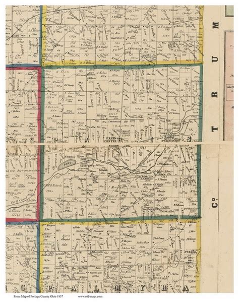 Paris Ohio 1857 Old Town Map Custom Print Portage Co Old Maps