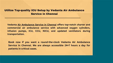 PPT Take The Best ICU Setup By Vedanta Air Ambulance Service In