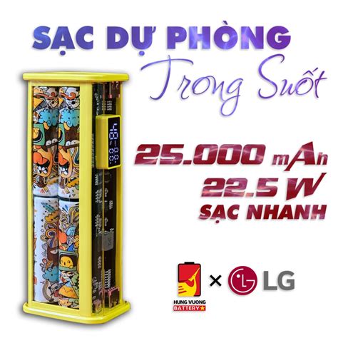 Sạc dự phòng trong suốt DIY 25000 mAh pin Lithium LG Shopee Việt Nam