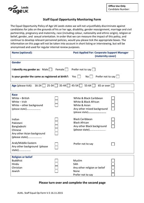 Equal Opportunities Monitoring Form