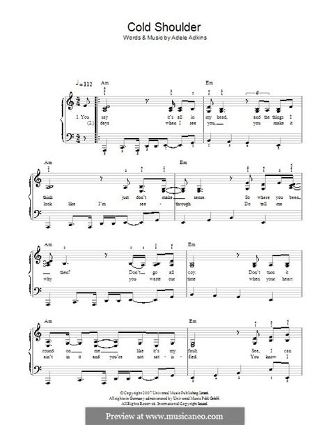 Cold Shoulder by Adele - sheet music on MusicaNeo