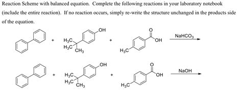 Solved Reaction Scheme With Balanced Equation Complete The Chegg