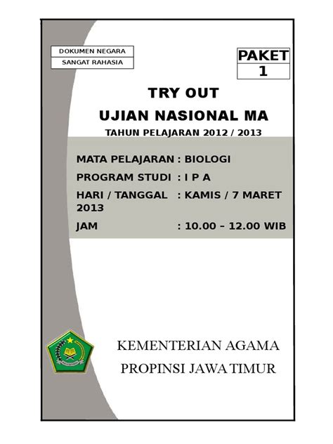 Pdf Contoh Soal Try Out Biologi Dokumentips