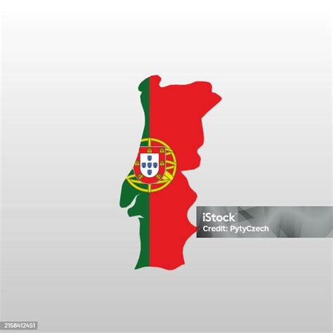 Portugal National Flag In Country Map Silhouette Stock Illustration