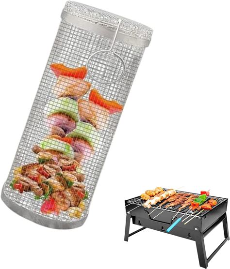 Rolling Grillkorb Edelstahl Rotisserie Grillhalter Grillhalter