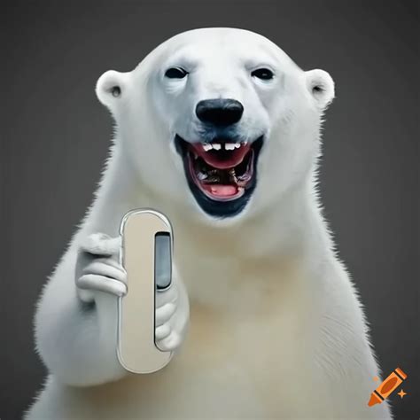 Polar Bear Laughing While Holding A Cellphone On Craiyon