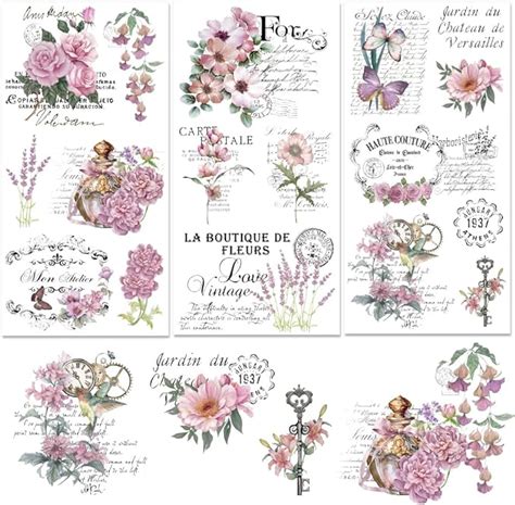 Amazon Beunitone Sheets Vintage Flower Rub On Transfers