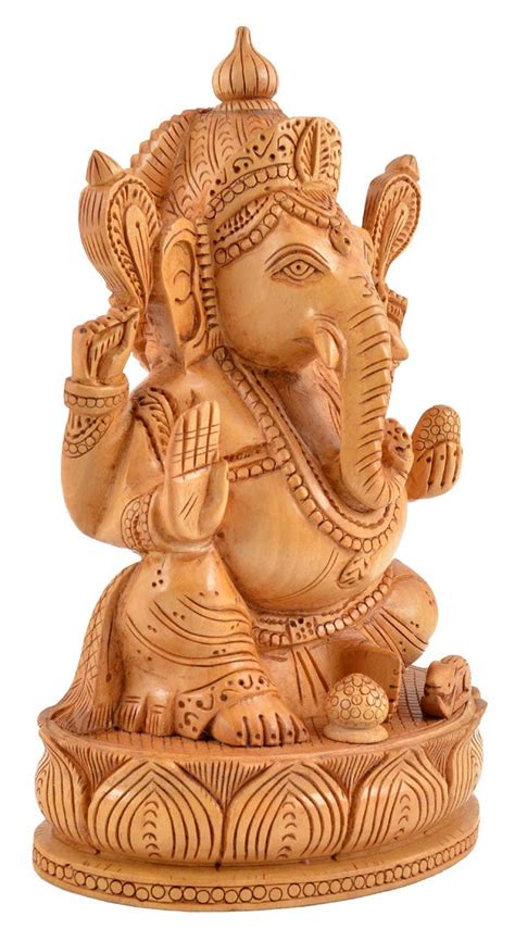 Wooden Ganesha Statue With Fine Detailed Carved Statue In Etsy