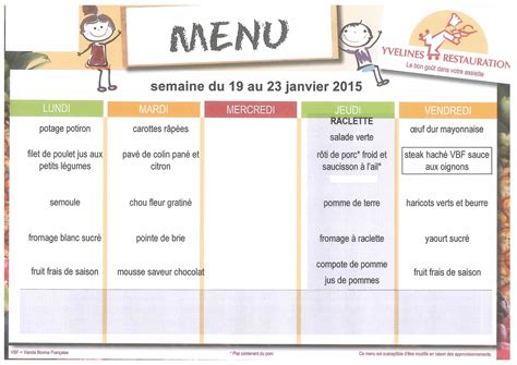 Menus De La Cantine Janvier F Vrier Ecole Sainte Agn S