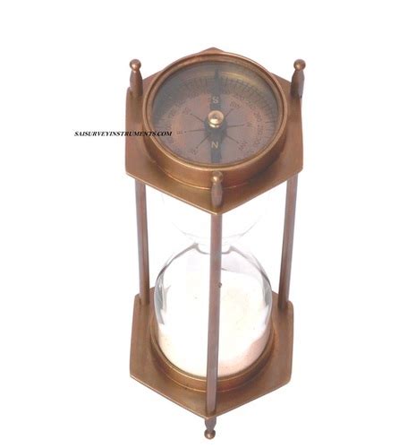 Brown Antique Brass Sand Timer With Two Sided Compass Minute At Best