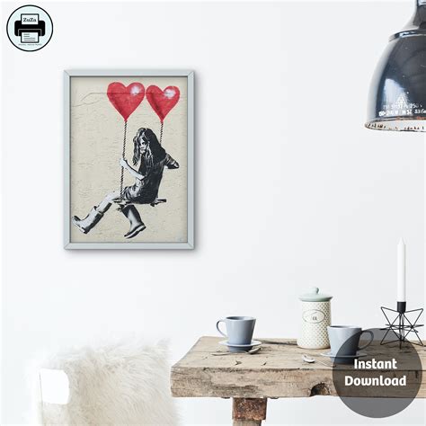 Printable Banksy Heart Balloon Artwork, Banksy Artwork, Banksy Poster ...