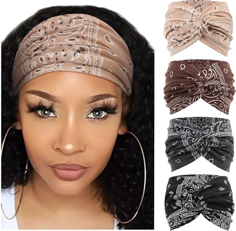 DRESHOW 4 Pezzi Fasce Per Capelli Donna Elastica Turbante Fascia