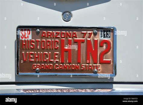 Historic Vehicle License Plate Arizona Usa Stock Photo Alamy