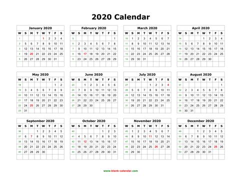 Printable Calendar Landscape 2020 | Calendar Printables Free Templates