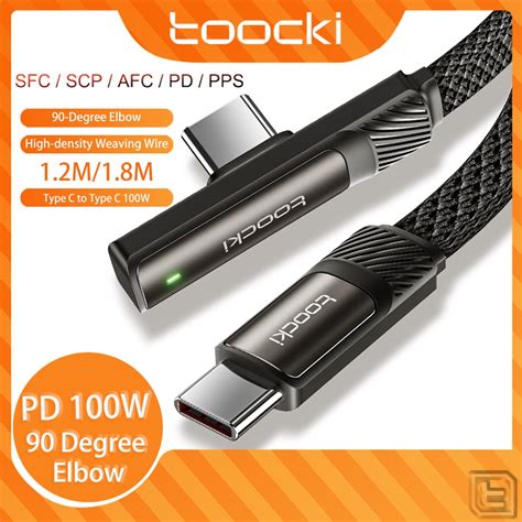 Toocki PD100W Cabo De Cotovelo De 90 Graus Tipo C Para QC4 0