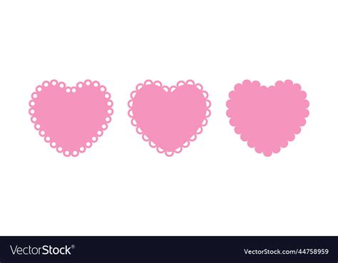 Scalloped Edge Heart Shapes Set Simple Royalty Free Vector