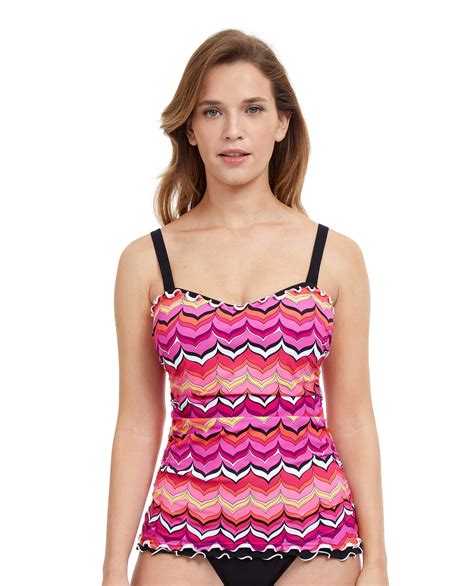 Profile By Gottex Palm Springs D Cup Shirred Underwire Tankini Top Tankini Top Profile By