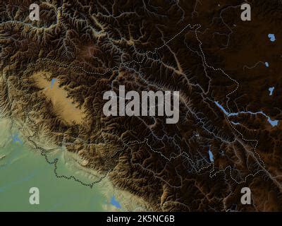 Jammu And Kashmir State Of India Colored Elevation Map With Lakes And