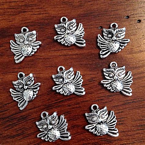 BULK 25 Owl Charms Antique Silver Charms Silver Owl Charms Bird