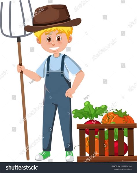 Farmer Cartoon Character On White Background Stock Vector (Royalty Free ...