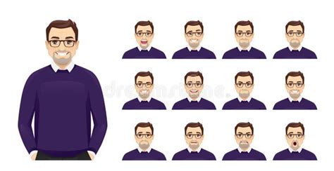 Ensemble D expressions Business Man Mature Illustration Stock Illustration du caractère