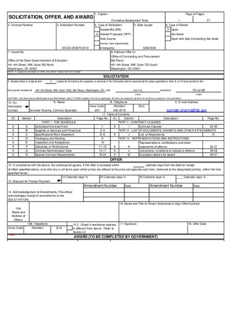 Fillable Online App Ocp Dc Page Of Pages Solicitation Offer And Award