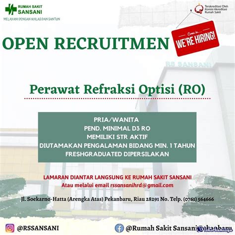 Lowongan Kerja Rumah Sakit Sansani Pekanbaru Januari