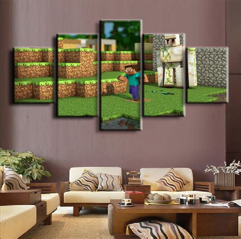 Minecraft Game Hd Canvas Print 5panel Modern Home Wall Art Decor ...