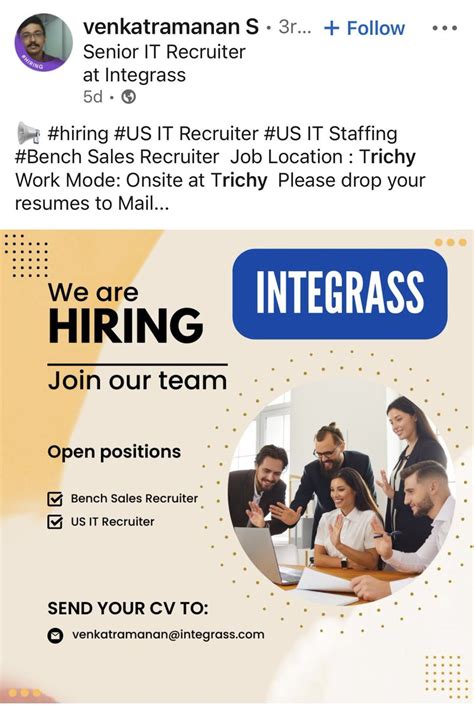 Trichy Updates On Twitter INTEGRASS Hiring For Their Trichy Operations