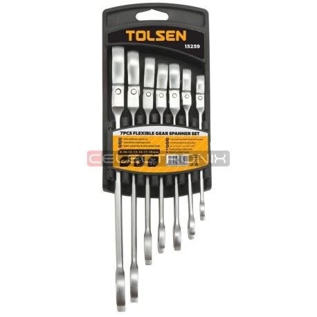 JEU DE 7 CLÉS MIXTE À CLIQUET ARTICULÉE 8 19MM CR V TOLSEN TLS15259