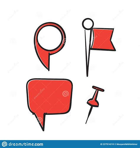 Hand Drawn Doodle Map Pin Location Gps Icon Illustration Stock Vector