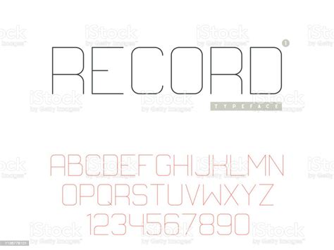 Vector Thin Line Uppercase Font Latin Alphabet Letters And Numbers