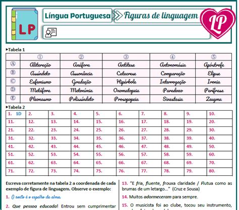 Exercícios de Figuras de Linguagem para 8º ano gabarito verloop io