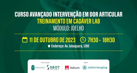 SBOT e Comitê de Dor lançam treinamento em Cadáver Lab sobre