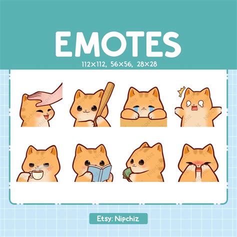 Cute Orange Cat Emotes Emotes For Streamer Cute Tabby Cat Emote Pack