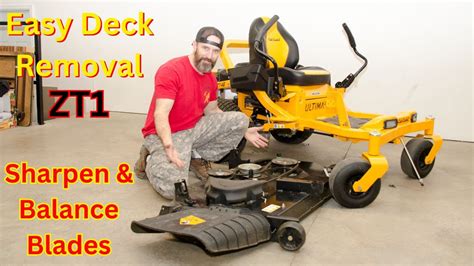 How To Remove Cub Cadet ZT1 Mower Deck Sharpen And Balance Blades