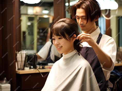 Premium Photo | Scene of a Young Japanese Woman Getting a Haircut at a