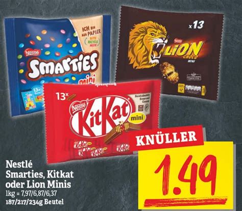 Nestlé Smarties Kitkat oder Lion Minis 187 217 234g Beutel Angebot bei