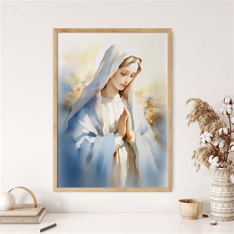 virgin mary  holy mother mother mary watercolor painting