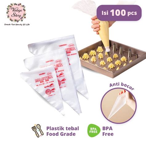 Jual Plastik Segitiga Buttercream Piping Bag Kantong Adonan Pack Isi