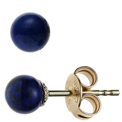 Ohrstecker Gelbgold Mit Lapis Lazuli Kugeln Ca Mm Marinas