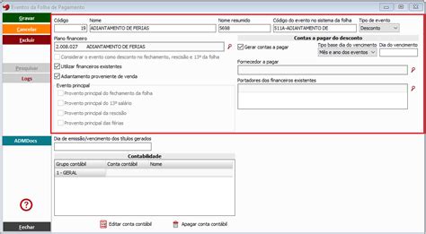 Importação da folha de pagamento ADM DOCS